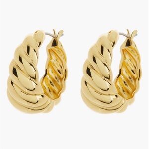 Kate Spade Gold French Twist Hoop Puffy Earrings NWT